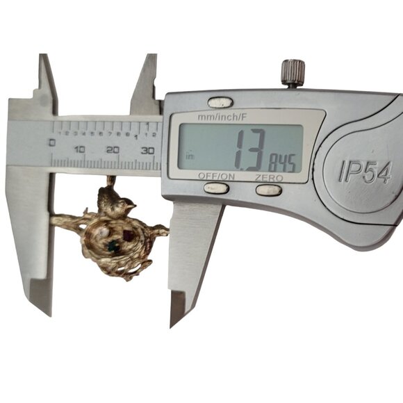 Anson Sterling Gold Vermeil Gemstone Eggs In Nest Bird Pin, Signed E748 - Picture 8 of 9